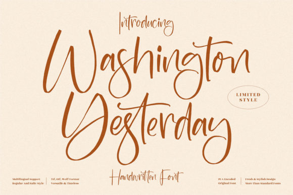 Washington Yesterday Script Font for Handmade Branding
